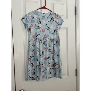 NWT Girls Bluey Dress Ludo Studios Official Large 10-12 Blue Pink Short Sleeve